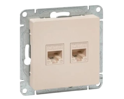 Механизм розетки RJ45 - 2 шт, (cat5), кремовый Эпика (UP1-SOI-2RJ45-5)