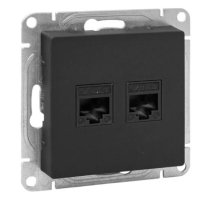 Механизм розетки RJ45 - 2 шт, (cat5), чёрный Эпика (UP1-SOB-2RJ45-5)