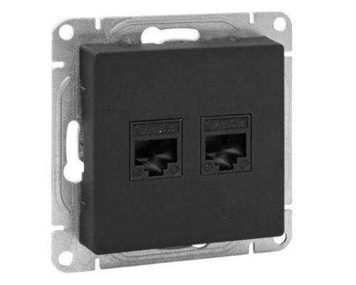 Механизм розетки RJ45 - 2 шт, (cat5), чёрный Эпика (UP1-SOB-2RJ45-5)