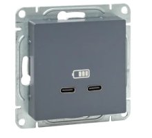 Механизм розетки USB-C - 2 шт, графит Эпика (UP1-SOG-2USBC)