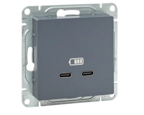 Механизм розетки USB-C - 2 шт, графит Эпика (UP1-SOG-2USBC)