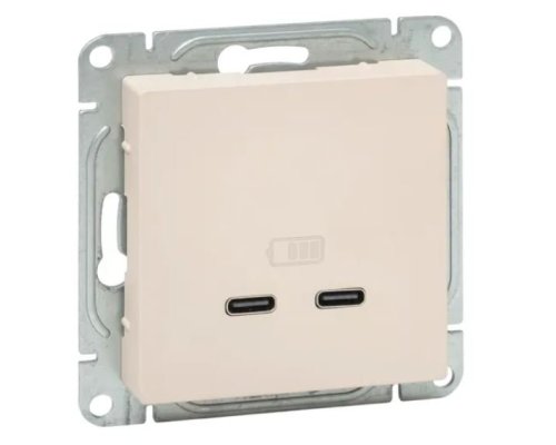 Механизм розетки USB-C - 2 шт, кремовый Эпика (UP1-SOI-2USBC)