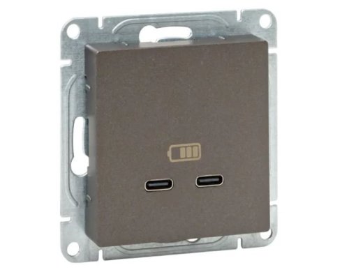 Механизм розетки USB-C - 2 шт, мокко Эпика (UP1-SOM-2USBC)