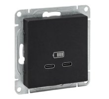 Механизм розетки USB-C - 2 шт, чёрный Эпика (UP1-SOB-2USBC)
