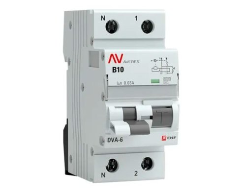 DVA-6 1P+N 10А B 30мА AC 6кА AVERES (rcbo6-1pn-10B-30-ac-av)