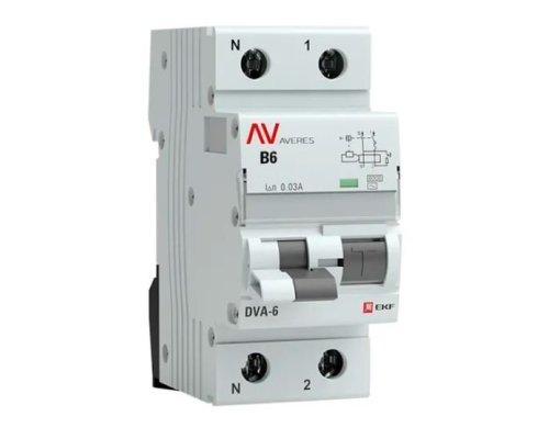 DVA-6 1P+N 6А B 30мА AC 6кА AVERES (rcbo6-1pn-6B-30-ac-av)