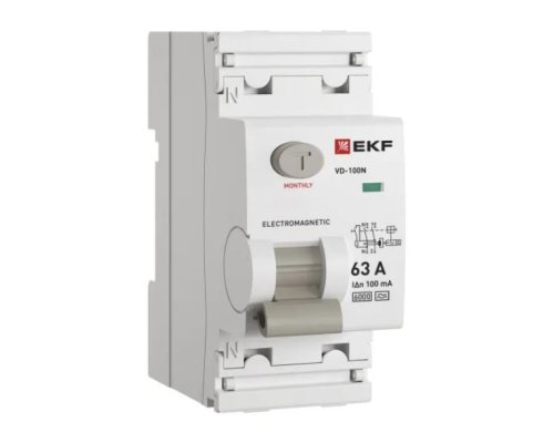 ВД-100N 2P 63А 100мА A 6кА PROXIMA (E1026MA63100)
