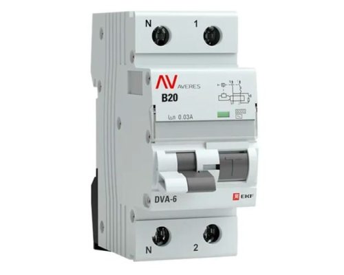 DVA-6 1P+N 20А B 30мА AC 6кА AVERES (rcbo6-1pn-20B-30-ac-av)