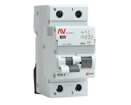 DVA-6 1P+N 25А B 30мА AC 6кА AVERES (rcbo6-1pn-25B-30-ac-av)