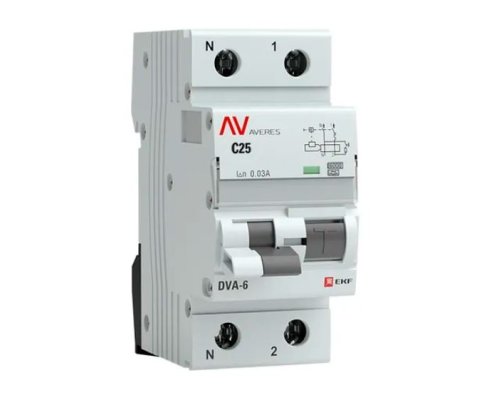 DVA-6 1P+N 25А C 30мА A 6кА AVERES (rcbo6-1pn-25C-30-a-av)