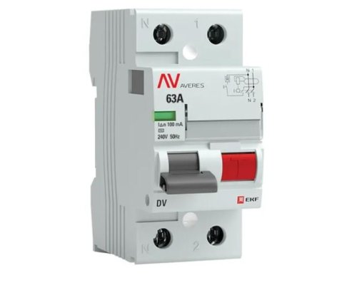 DV 2P 63А 100мА AC 6kA AVERES (rccb-2-63-100-ac-av)