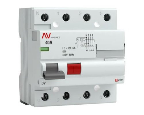 DV 4P 40А 100мА AC 6kA AVERES (rccb-4-40-100-ac-av)
