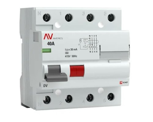 DV 4P 40А 30мА A 6kA AVERES (rccb-4-40-30-a-av)