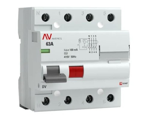 DV 4P 63А 100мА AC 6kA AVERES (rccb-4-63-100-ac-av)