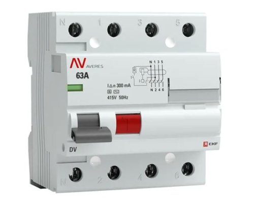 DV 4P (S) 63А 300мА AC 6kA AVERES (rccb-4-63-300-s-av)