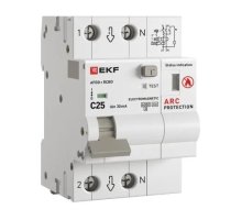 УЗДП + АВДТ 1P+N 25А 30мА С А 6 кА PROXIMA (afdd-rcbo-2-25C-30em-pro)