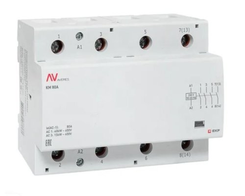 КМ 80А 4NO 230В АС (6 мод.) AVERES (km-av-6-80-40-230V)