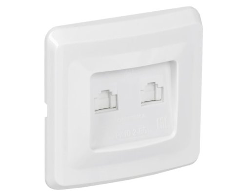 Розетка компьютерная 2-местная VEGA RJ45 РК10-2-ВБ кат.5е скрытой установки белый (EKV25-K01-DM)