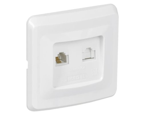 Розетка 2-местная VEGA RJ11/RJ45 РК/Т12-ВБ скрытой установки белый (EIV20-K01-DM)