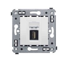 Розетка USB 2.0 одинарная в стену, тип А-А, белое облако, Avanti (4400403)