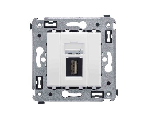 Розетка USB 2.0 одинарная в стену, тип А-А, белое облако, Avanti (4400403)