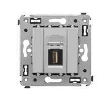 Розетка USB 2.0 одинарная в стену, тип А-А, закаленная сталь, Avanti (4404403)