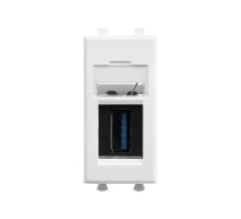 Розетка USB 3.0 модульная, тип А-А, белое облако, 1 модуль, Avanti (4400301)