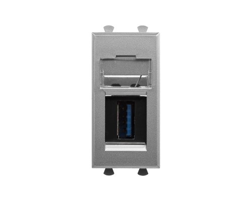 Розетка USB 3.0 модульная, тип А-А, закаленная сталь, 1 модуль, Avanti (4404301)