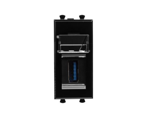 Розетка USB 3.0 модульная, тип А-А, черный квадрат, 1 модуль, Avanti (4402301)
