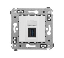 Розетка USB 3.0 одинарная в стену, тип А-А, белое облако, Avanti (4400303)