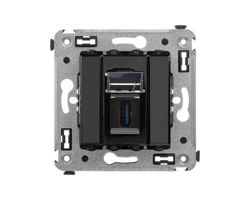 Розетка USB 3.0 одинарная в стену, тип А-А, черный квадрат, Avanti (4402303)