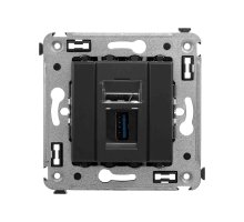 Розетка USB 3.0 одинарная в стену, тип А-А, черный матовый, Avanti (4412303)