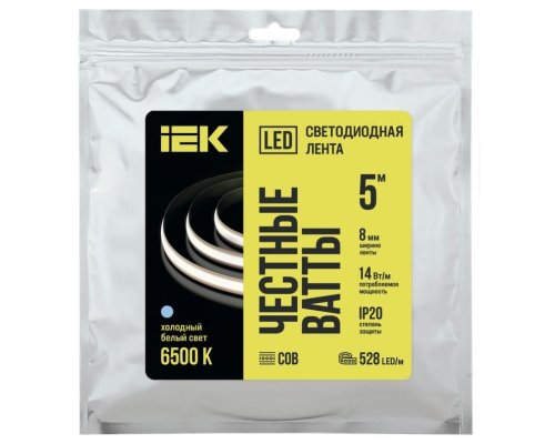 Лента светодиодная 5м COB 528LED/м freecut 14Вт/м IP20 24В холодный белый (LSR11-2-528-20-05)