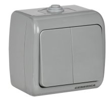 AQUATIC выключатель 2-клавишный ВС-20-2-0-А открытой установки IP54 серый (EVA20-K03-10-54)