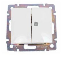 Valena DIY выключатель 2-клавишный с индикацией, скрытой установки, белый (694278)