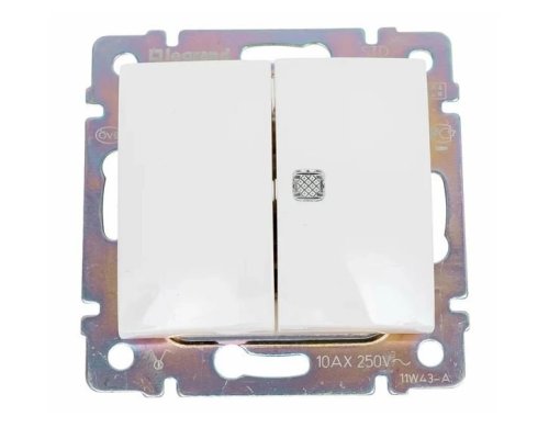 Valena DIY выключатель 2-клавишный с индикацией, скрытой установки, белый (694278)