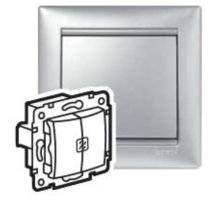 Valena DIY выключатель 2-клавишный с подсветкой, скрытой установки, алюминий (694344)