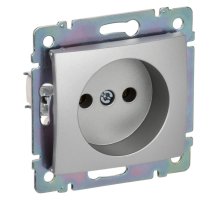 Valena DIY розетка 1-местная без заземления без защитных шторок, скрытой установки, алюминий (694341)