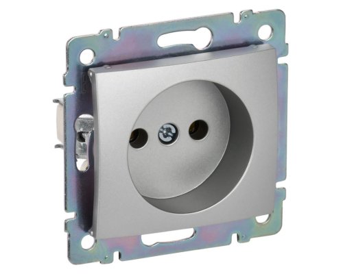 Valena DIY розетка 1-местная без заземления без защитных шторок, скрытой установки, алюминий (694341)