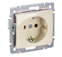 Valena DIY розетка 1-местная с заземлением с защитными шторками, скрытой установки, слоновая кость (695613)