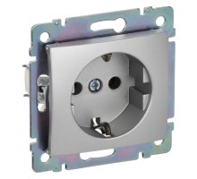 Valena DIY розетка 1-местная с заземлением с защитными шторками, скрытой установки, алюминий (694343)