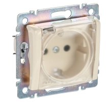 Valena DIY розетка 1-местная с заземлением с защитными шторками, IP44, скрытой установки, слоновая кость (695640)
