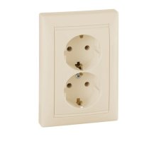 Valena DIY розетка 2-местная с заземлением без защитных шторок, скрытой установки, слоновая кость (695616)