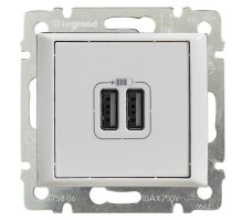 Valena DIY розетка USB A+A 15Вт, скрытой установки, белый (694370)