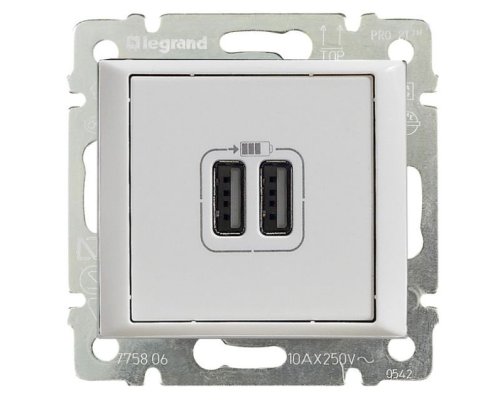 Valena DIY розетка USB A+A 15Вт, скрытой установки, белый (694370)