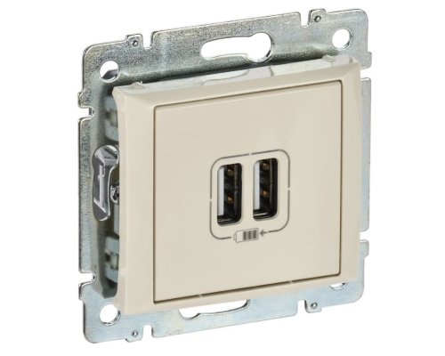 Valena DIY розетка USB A+A 15Вт, скрытой установки, слоновая кость (694372)