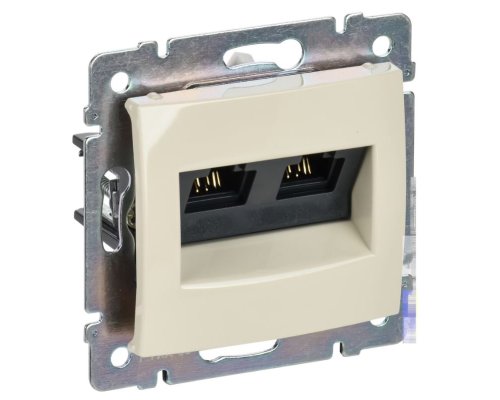 Valena розетка компьютерная 2хRJ45, Cat.6 UTP, скрытой установки, слоновая кость (774147)