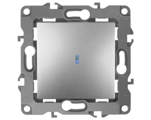 Выключатель 1-кл. с подсветкой IP20 12-1102-03 250В 10АХ алюминий ЭРА (Б0014635)
