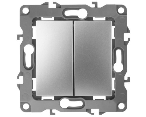 Выключатель 2-кл. IP20 12-1104-03 250В 10АХ алюминий ЭРА (Б0014647)