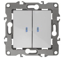 Выключатель 2-кл. с подсветкой IP20 12-1105-01 250В 10АХ белый ЭРА (Б0014657)